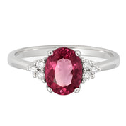 Anello - 18 carati Oro bianco - 1.65ct. tw. Tormalina - Diamante