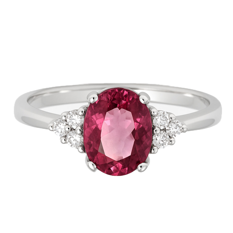 Anello - 18 carati Oro bianco - 1.65ct. tw. Tormalina - Diamante