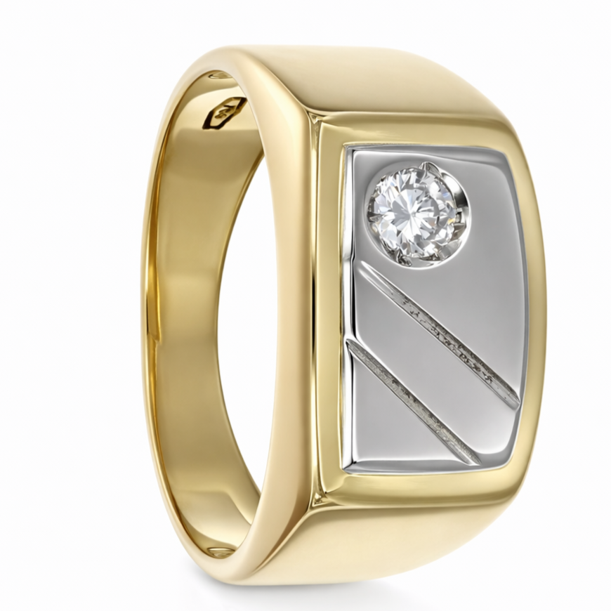 Anello - 18 carati Oro bianco, Oro giallo - 0.08ct. tw. Diamante (Naturale)