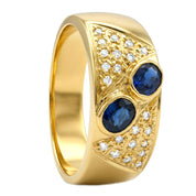 Anello - 18 carati Oro giallo - 0.62ct. tw. Zaffiro - Diamante