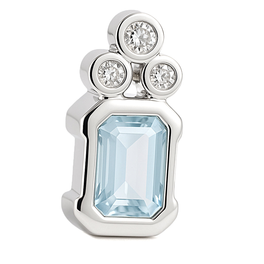 Ciondolo - 18 carati Oro bianco - 1.20ct. tw. Acquamarina - Diamante