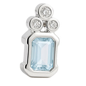 Ciondolo - 18 carati Oro bianco - 1.20ct. tw. Acquamarina - Diamante