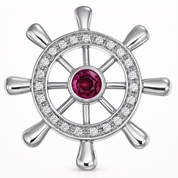 Ciondolo - 18 carati Oro bianco - 0.39ct. tw. Rubino - Diamante