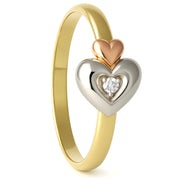 Anello - 18 carati Oro giallo, Oro rosa, Oro bianco - 0.015ct. tw. Diamante (Naturale)