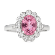 Anello - 18 carati Oro bianco - 1.72ct. tw. Diamante (Naturale) - Tormalina