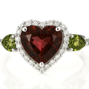 Anello - 18 carati Oro bianco, Diamanti - Tormalina - Peridoto - 3.36ct. tw.