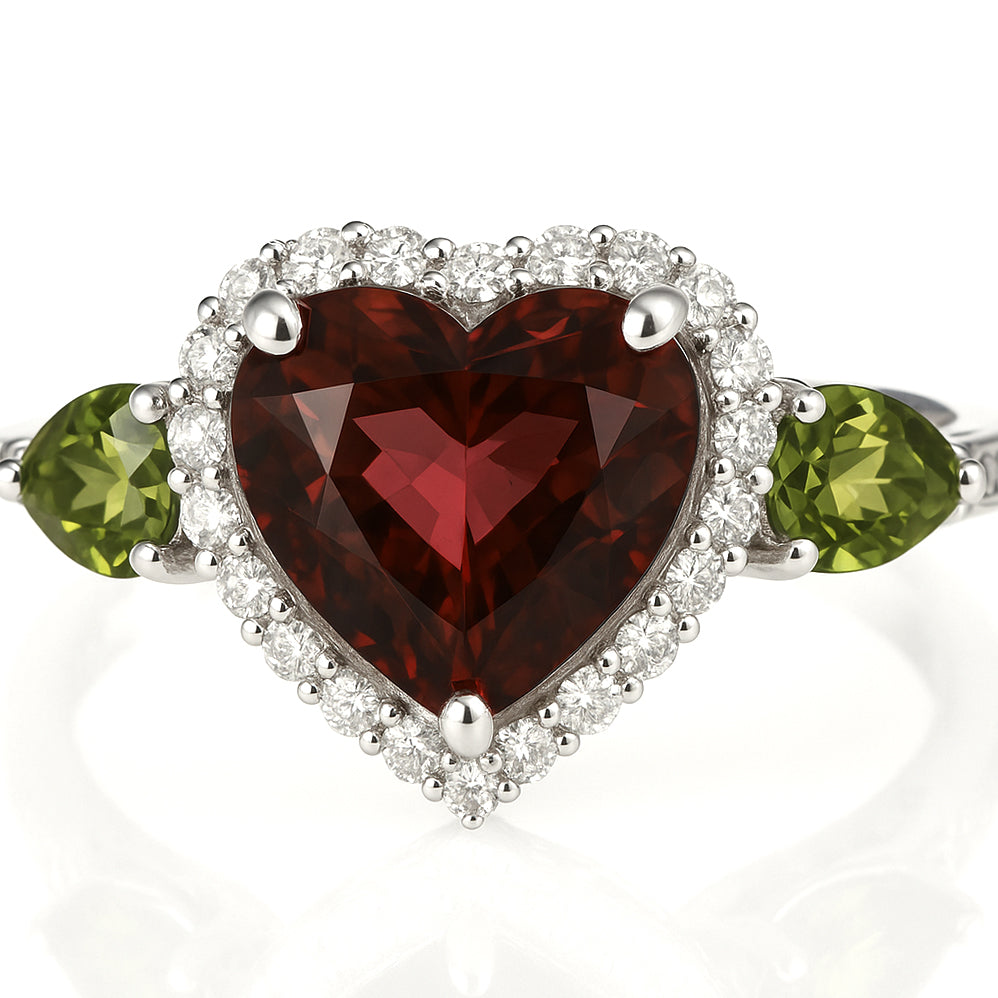 Anello - 18 carati Oro bianco, Diamanti - Tormalina - Peridoto - 3.36ct. tw.