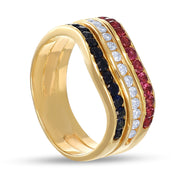 Anello - 18 carati Oro giallo, Rubini - Zaffiri - Diamanti - - 0.705ct. tw. - Made in Italy - Handmade