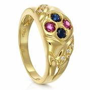 Anello - 18 carati Oro giallo, Zaffiro - Rubino - Diamante - 0.46ct. tw.