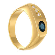 Anello - 18 carati Oro giallo - 0.29ct. tw. Zaffiro - Diamante