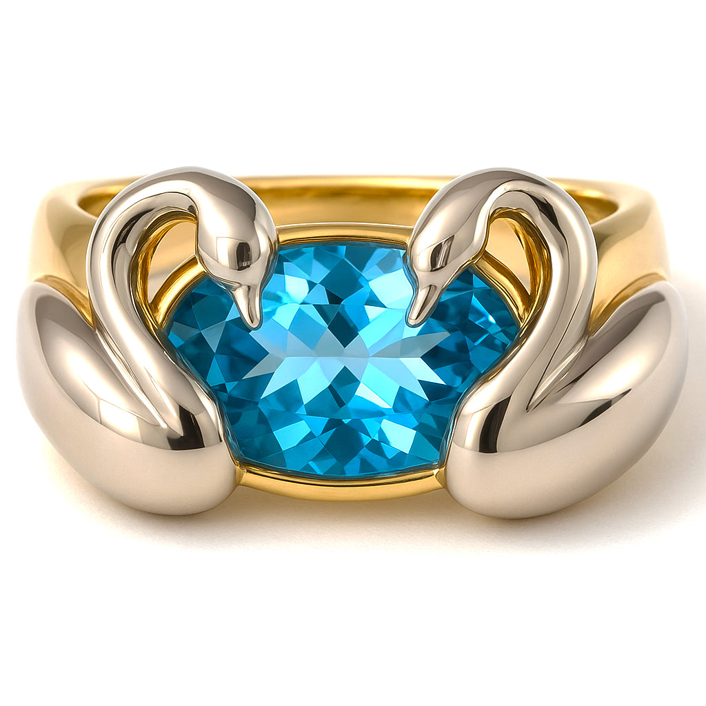 Anello - 18 carati Oro giallo, Oro bianco - 4.80ct. tw. Topazio