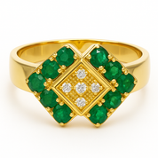 Anello - 18 carati Oro giallo - 0.70ct. tw. Smeraldo - Diamante