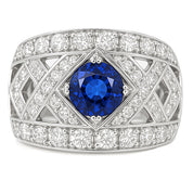 Anello - 18 carati Oro bianco - 2.61ct. tw. Zaffiro - Diamante