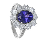 Anello - 18 carati Oro bianco - 4.10ct. tw. Tanzanite - Diamante