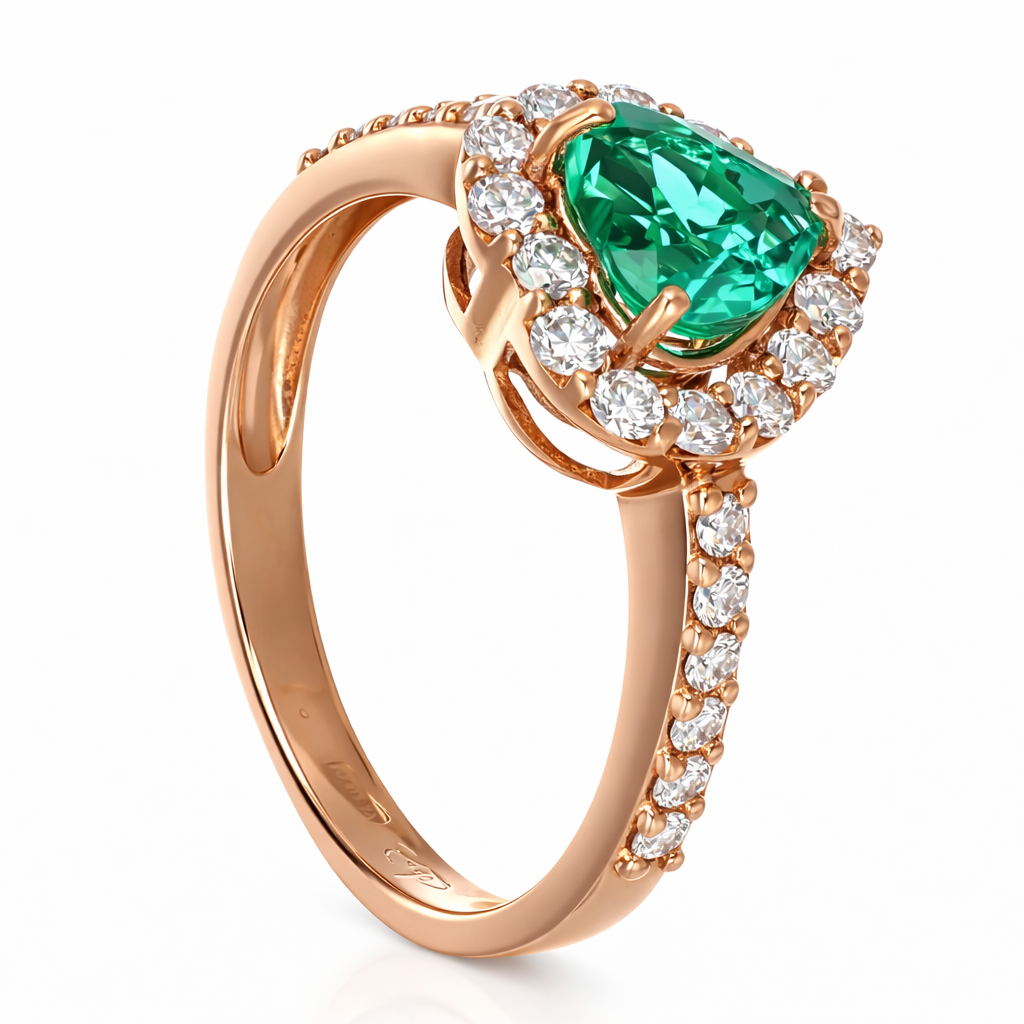 Anello - 18 carati Oro rosa - 1.62ct. tw. Smeraldo - Diamante