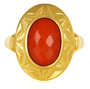 Anello - 18 carati Oro giallo Corallo