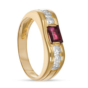 Anello - 18 carati Oro giallo - 0.72ct. tw. Rubino - Diamante