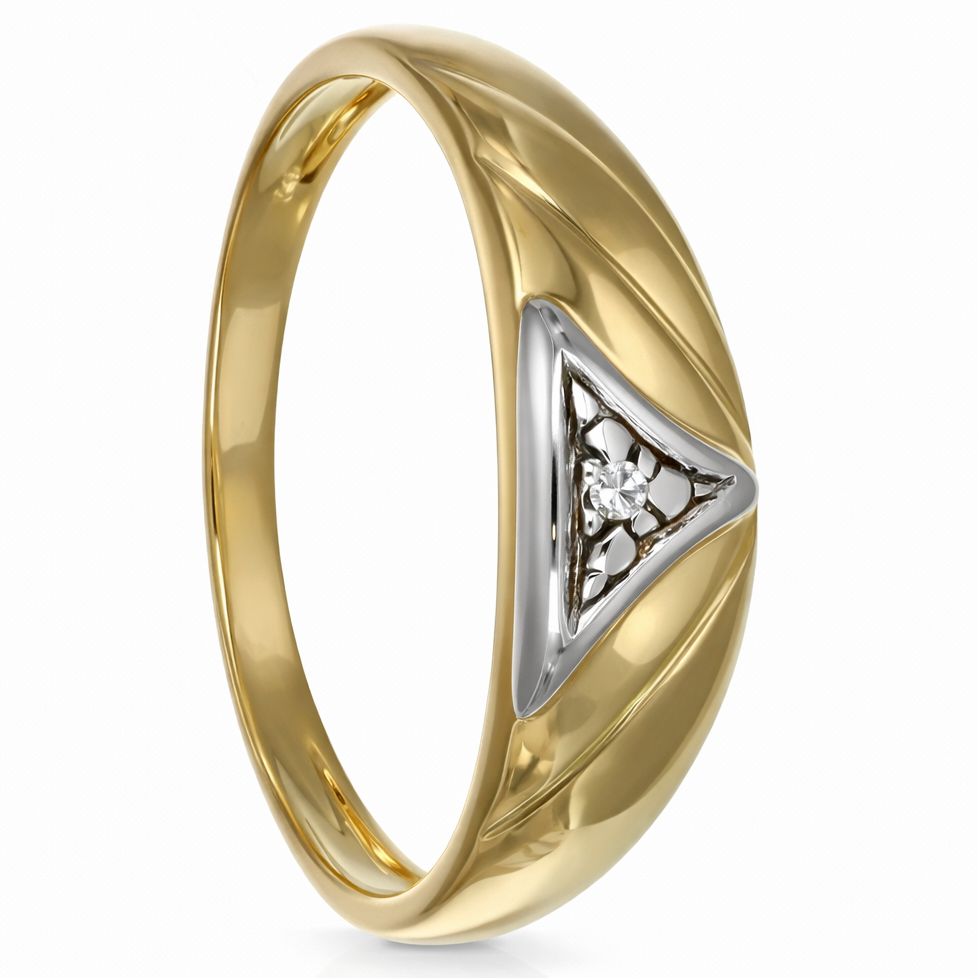 Anello - Oro giallo e oro bianco 18 carati - Diamante