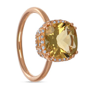 Anello - Oro giallo 18 kt - 3,78 ct. tw. Topazio - Diamante