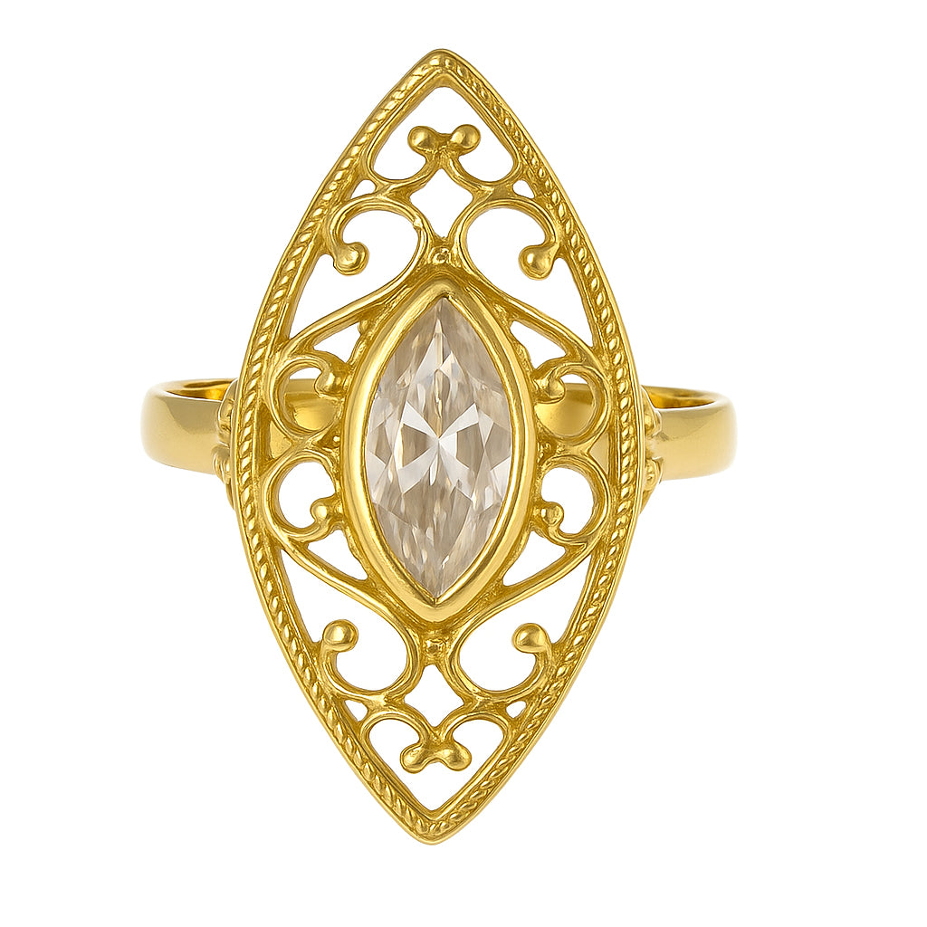 Anello in Oro Giallo, 18 carati - zircone