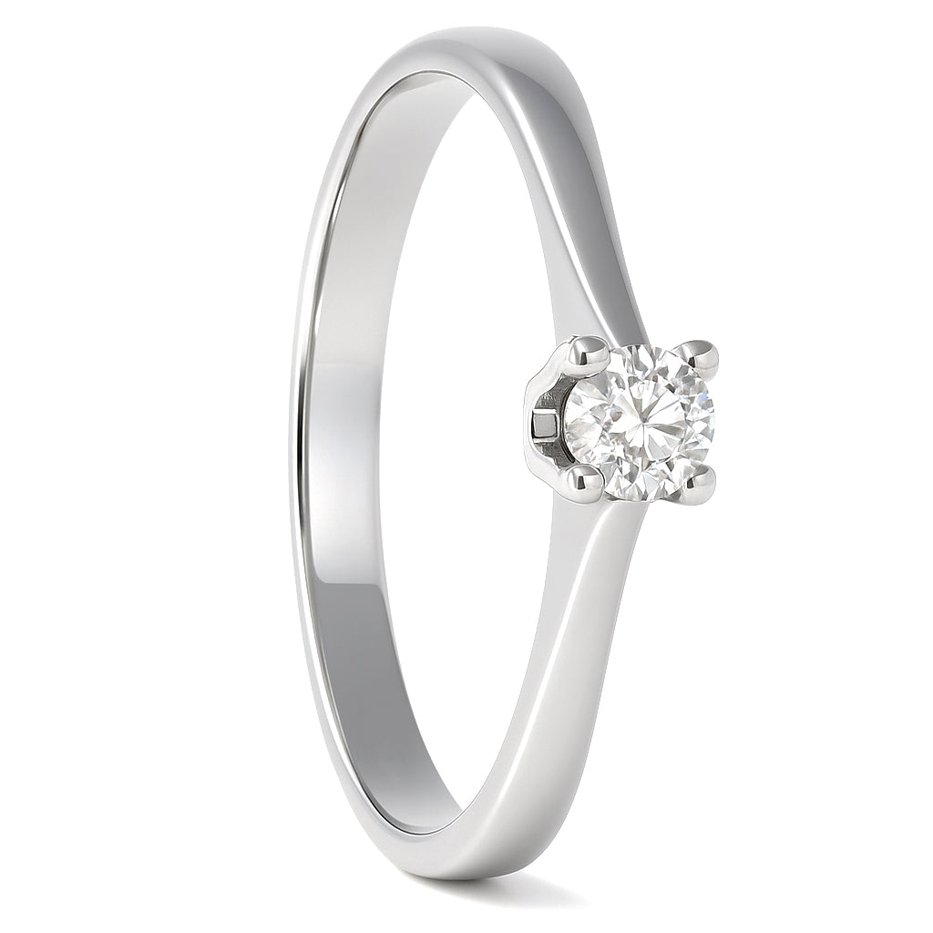 Anello - 18 carati Oro bianco - 0.10ct. tw. Diamante (Naturale)