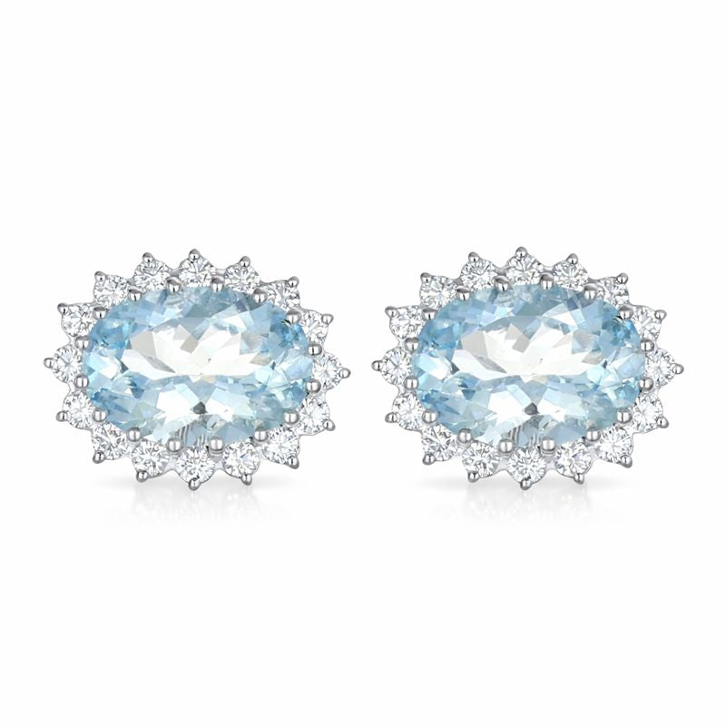 Orecchini - 18 carati Oro bianco - 10.80ct. tw. Acquamarina - Diamante