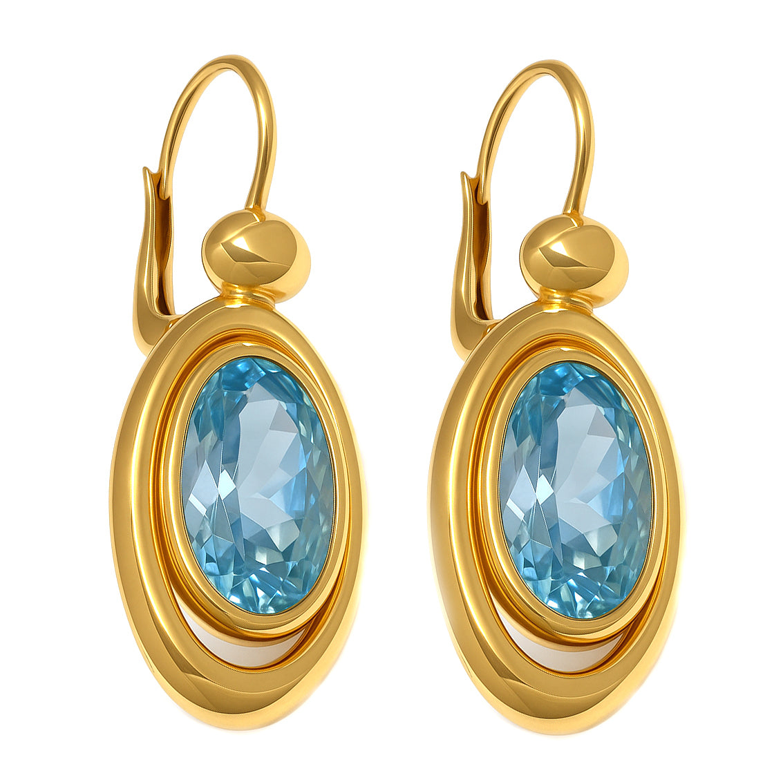 Orecchini - 18 carati Oro giallo - 5.70ct. tw. Acquamarina