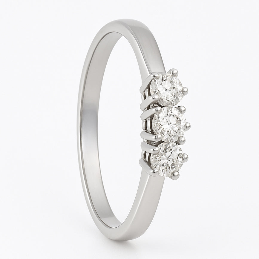 Anello - 18 carati Oro bianco - 0.18ct. tw. Diamante (Naturale)