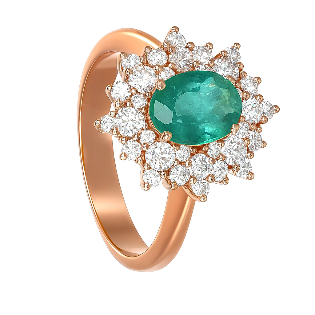 Anello - 18 carati Oro giallo - 2.20ct. tw. Smeraldo - Diamante