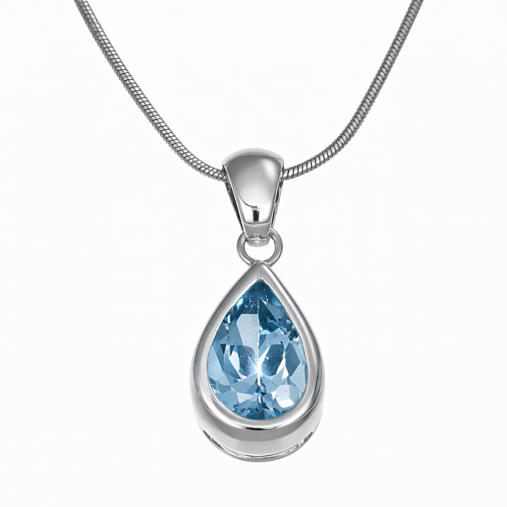 Collana con ciondolo - 18 carati Oro bianco - 5.00ct. tw. Acquamarina