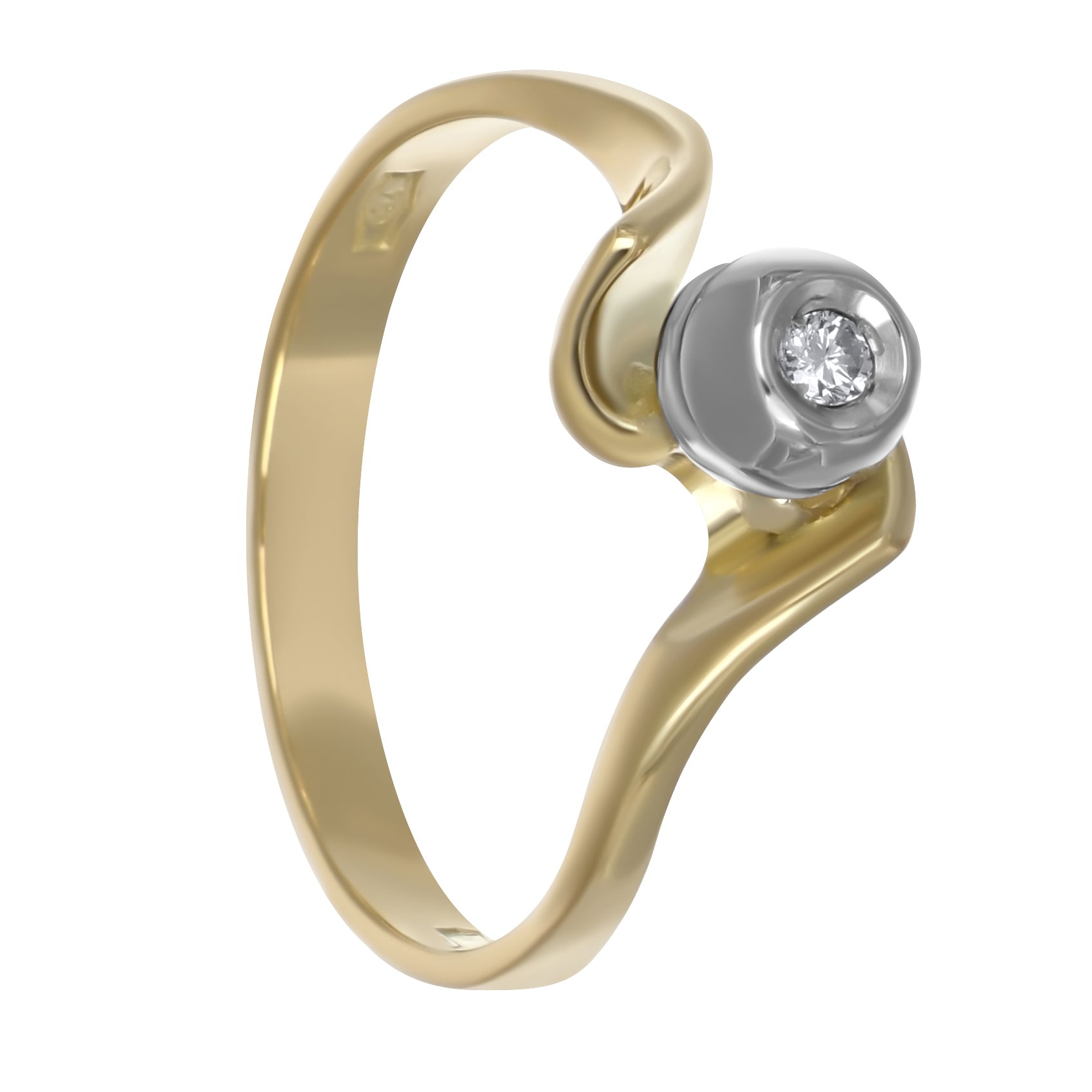 Anello - 18 carati Oro bianco, Oro giallo - 0.03ct. tw. Diamante (Naturale)