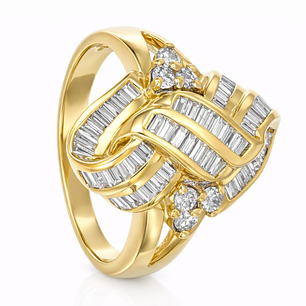 Anello da donna in oro giallo e oro bianco 18 carati