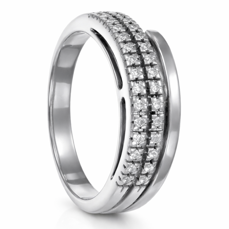 Anello - 18 carati Oro bianco - 0.15ct. tw. Diamante (Naturale)