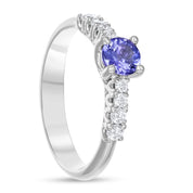 Anello - 18 carati Oro bianco - 0.87ct. tw. Tanzanite - Diamante