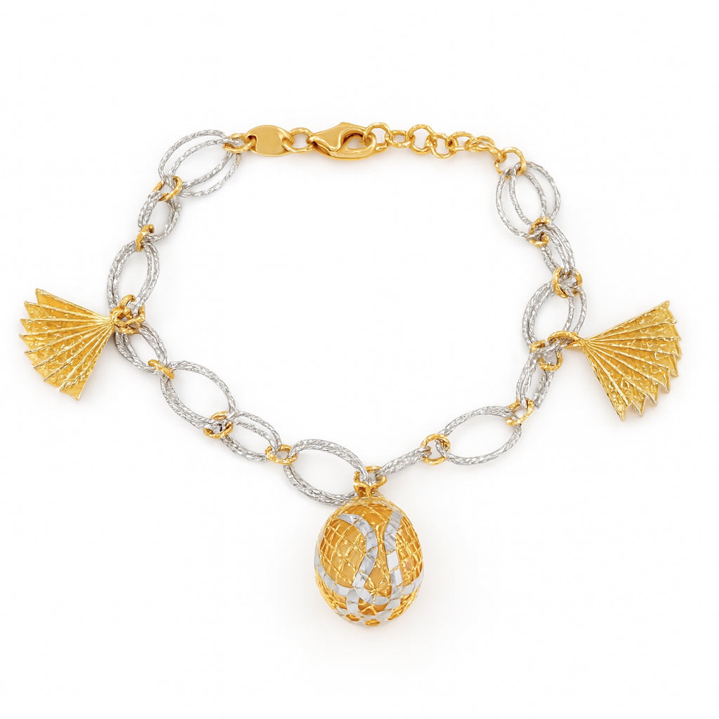 Bracciale con Ciondoli in Oro bianco, Oro giallo 18 carati