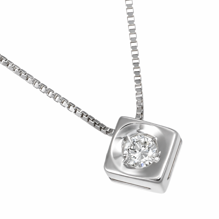 Collana con ciondolo - 18 carati Oro bianco - 0.05ct. tw. Diamante (Naturale)