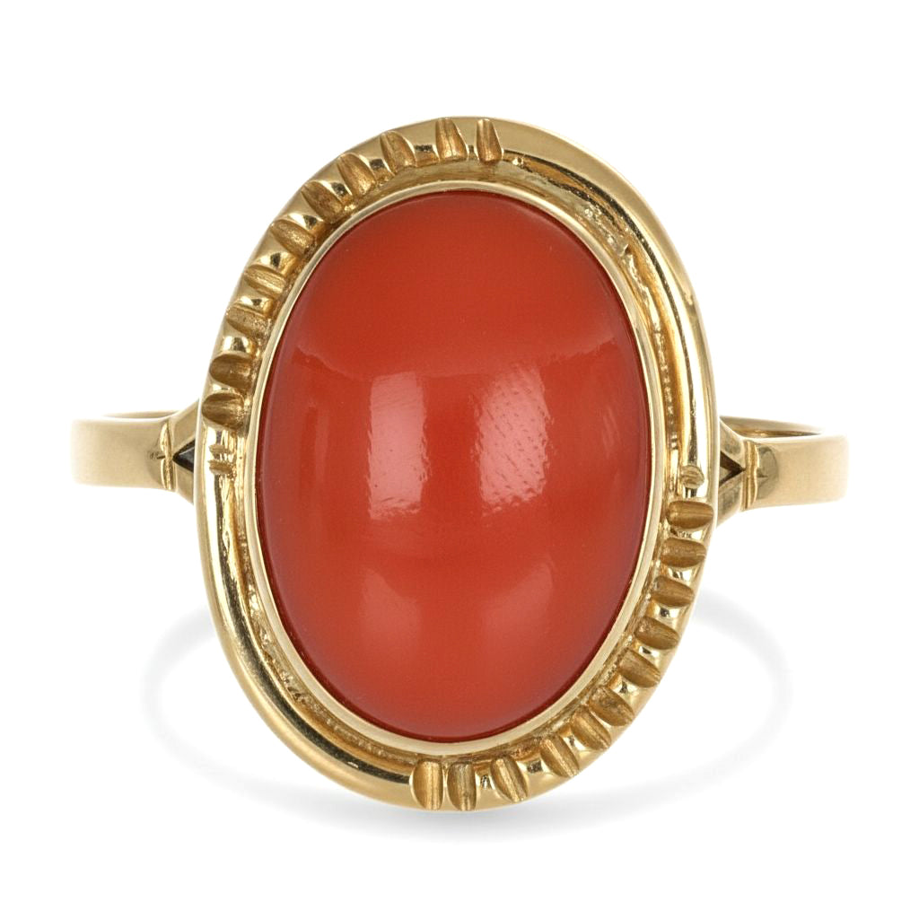 Anello - 18 carati Oro giallo Corallo