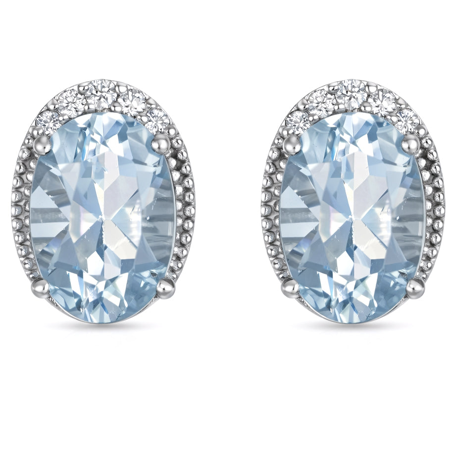 Orecchini - 18 carati Oro bianco - 1.50ct. tw. Acquamarina - Diamante
