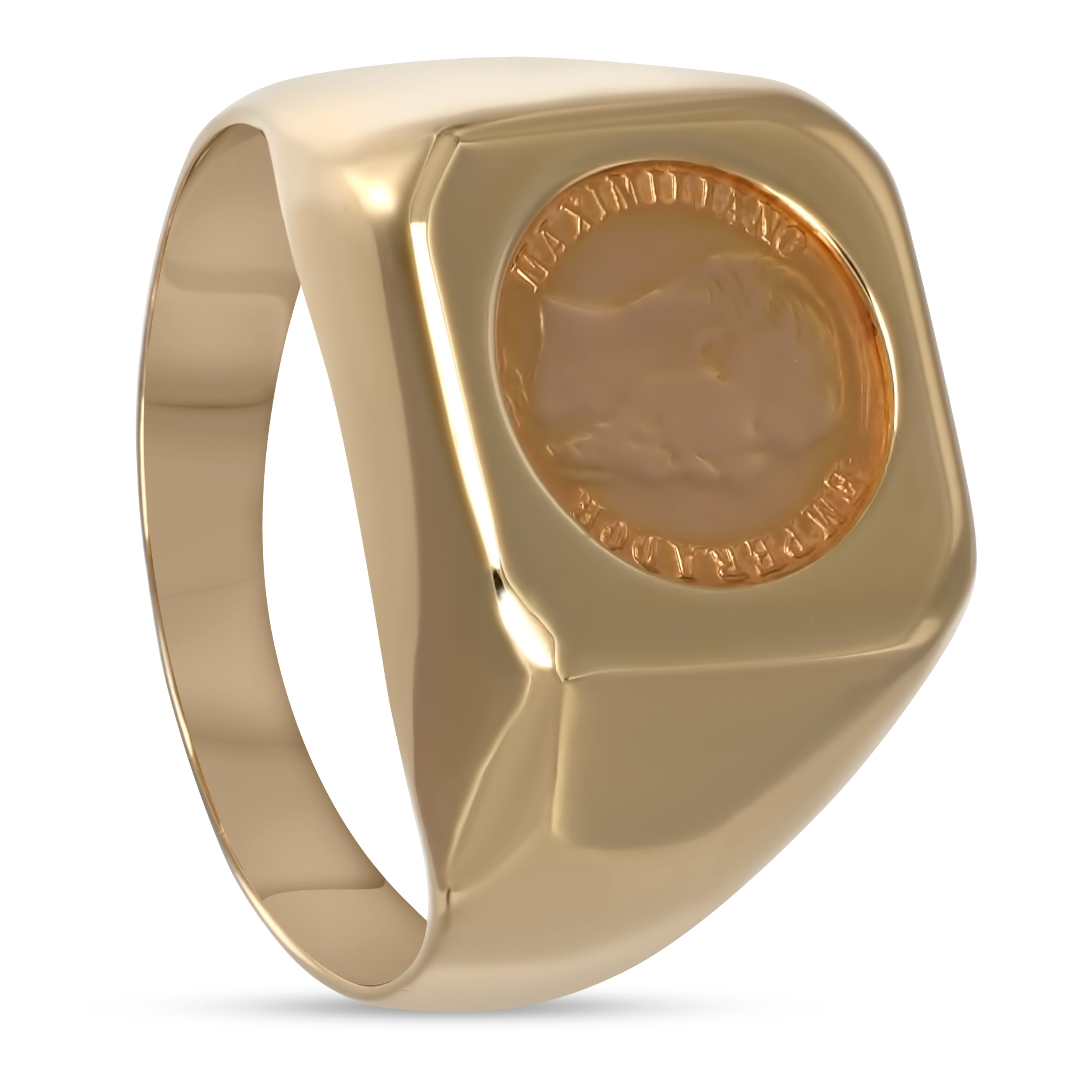 Anello - 18 carati Oro giallo, moneta Messico 1 Peso