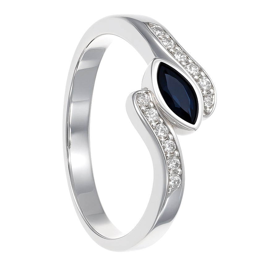 Anello - 18 carati Oro  Bianco - 0.50ct. tw. Zaffiro - Diamante