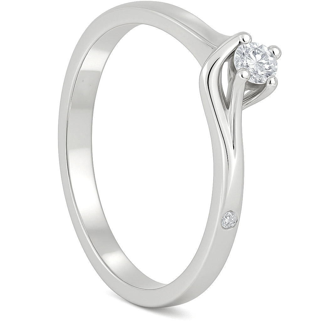 Anello - 18 carati Oro bianco - 0.08ct. tw. Diamante (Naturale)
