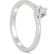 Anello - 18 carati Oro bianco - 0.08ct. tw. Diamante (Naturale)