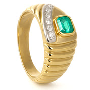Anello - 18 carati Oro bianco, Oro giallo - 0.28ct. tw. Smeraldo - Diamante