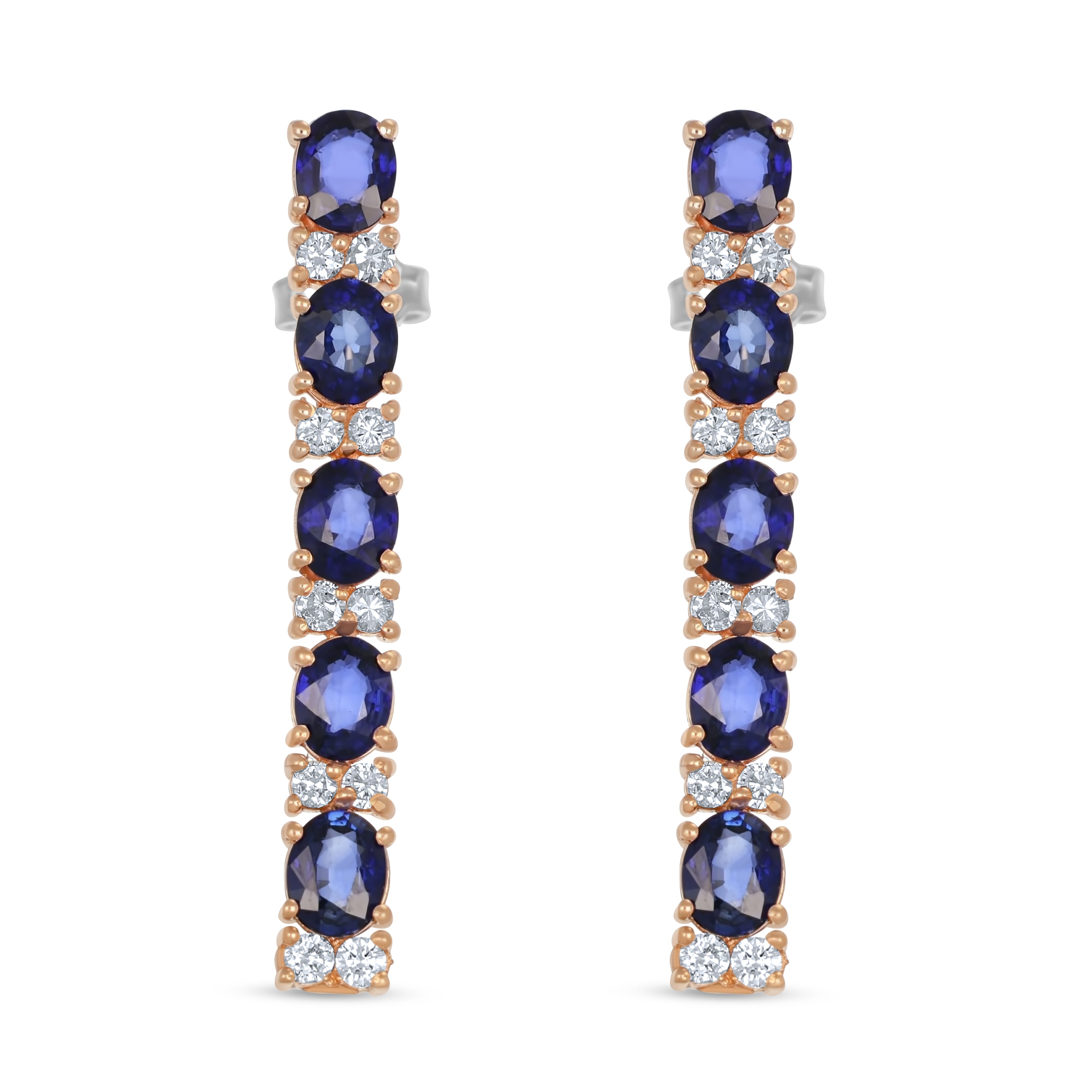 Orecchini - 18 carati Oro bianco, Oro rosa - 3.30ct. tw. Zaffiro - Diamante