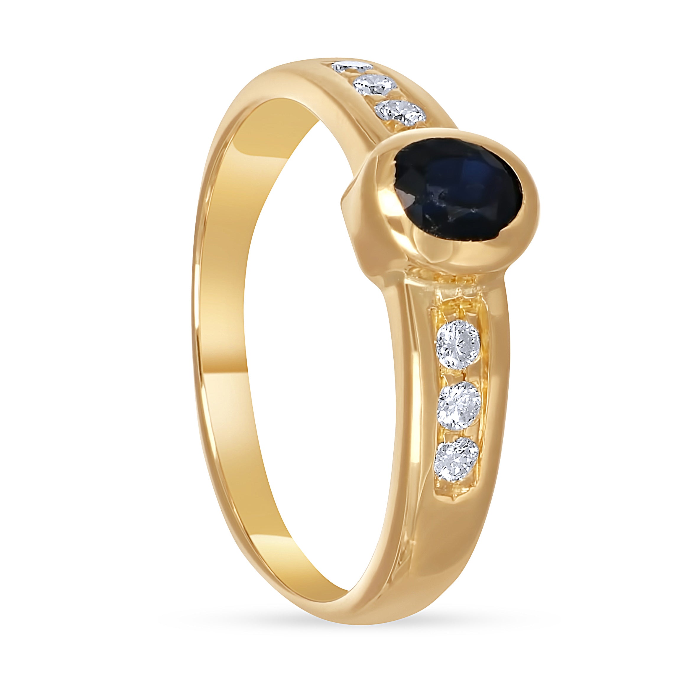 Anello - Oro giallo 18 kt. - 0,51 ct. tw. Zaffiro - Diamante