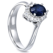 Anello - 18 carati Oro bianco - 1.40ct. tw. Zaffiro - Diamante