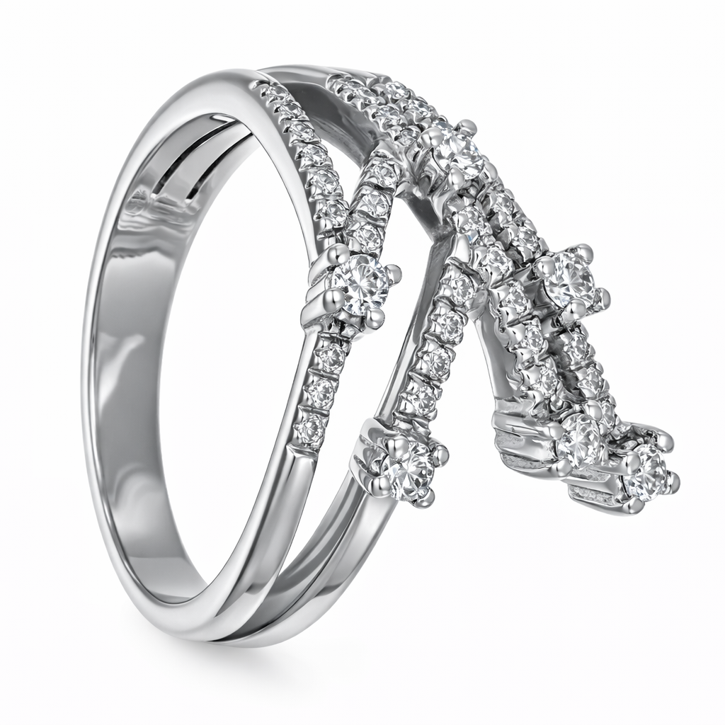Anello - Oro bianco 18 carati - Diamanti naturali