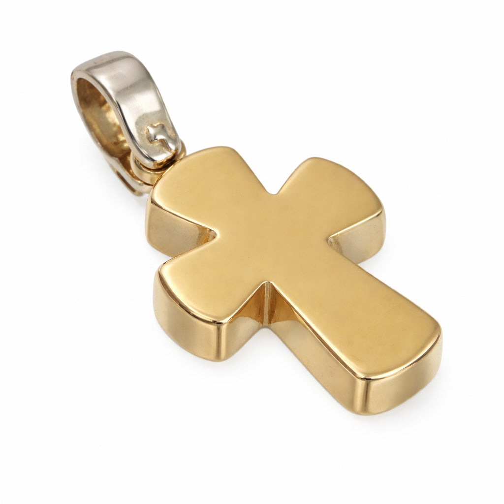 Ciondolo unisex in oro giallo 18 carati a forma di croce