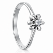 Anello - 18 carati Oro bianco - 0.04ct. tw. Diamante (Naturale)