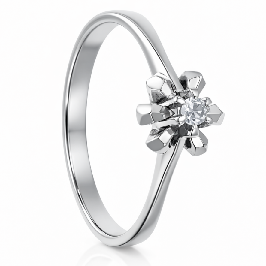 Anello - 18 carati Oro bianco - 0.04ct. tw. Diamante (Naturale)